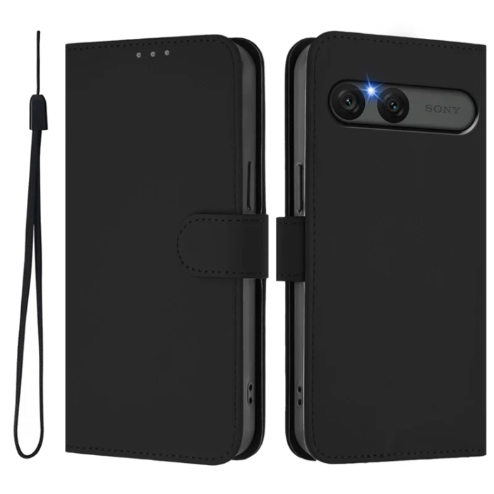 A-One Brand - Sony Xperia 10 VII Plånboksfodral Solid Color Läder - Svart