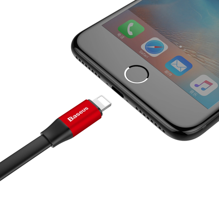 BASEUS - Baseus USB-A till Lightning kabel Nimble 2A 0.23m - Röd Svart