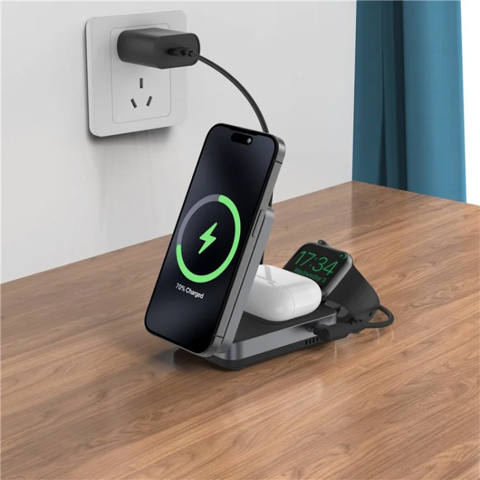 OEM - Qi2 MagSafe Trådlös Laddare Apple Watch, iPhone, Airpods 15W