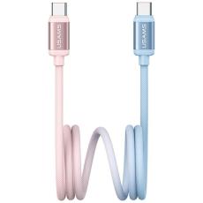 USAMS - USAMS USB-C till USB-C Kabel PD 60W 1.2m Bicolor SJ756 - Blå/Rosa