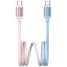USAMS - USAMS USB-C till USB-C Kabel PD 60W 1.2m Bicolor SJ756 - Blå/Rosa
