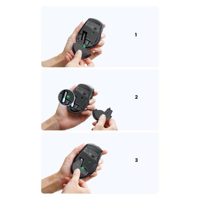 Ugreen - Ugreen Optisk Trådlös Mus USB 2.4GHz/Bluetooth 5.0 - Svart