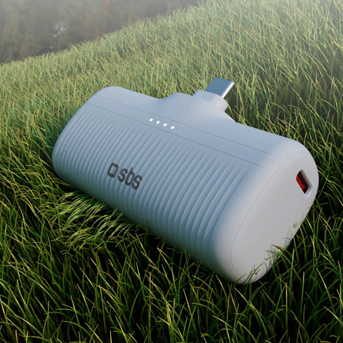 SBS - SBS Powerbank 5000mAh 10W med USB-C Hamn EcoPower - Grå