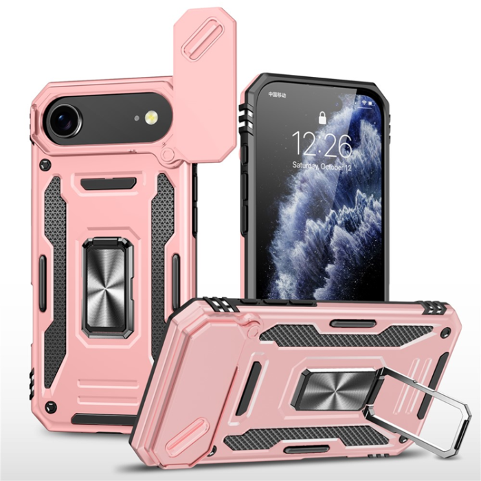 A-One Brand - iPhone 17 Air Mobilskal Kickstand Lens Lid - Roséguld