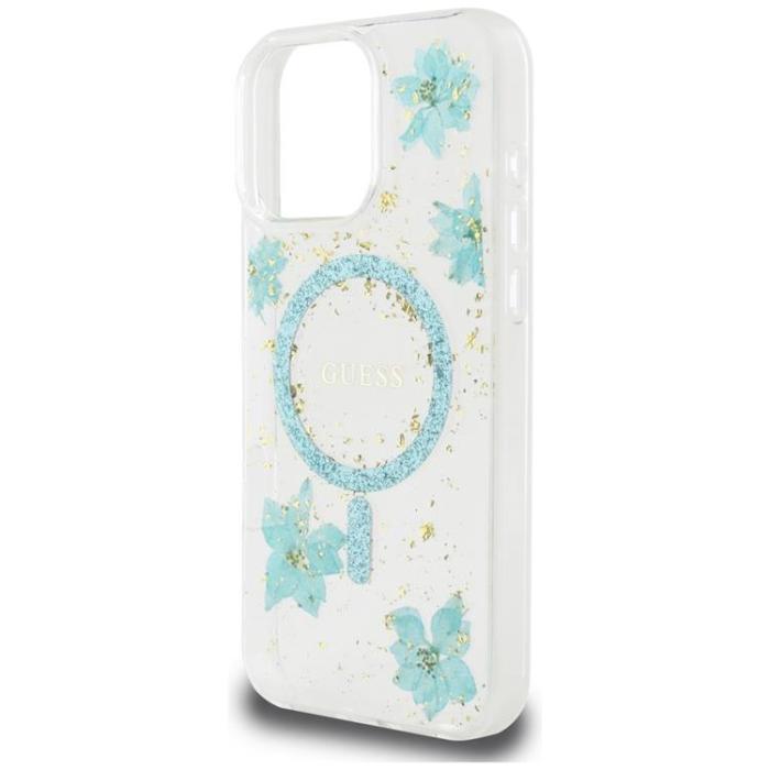 Guess - Guess iPhone 16 Pro Mobilskal MagSafe Resin Flowers - Turkos