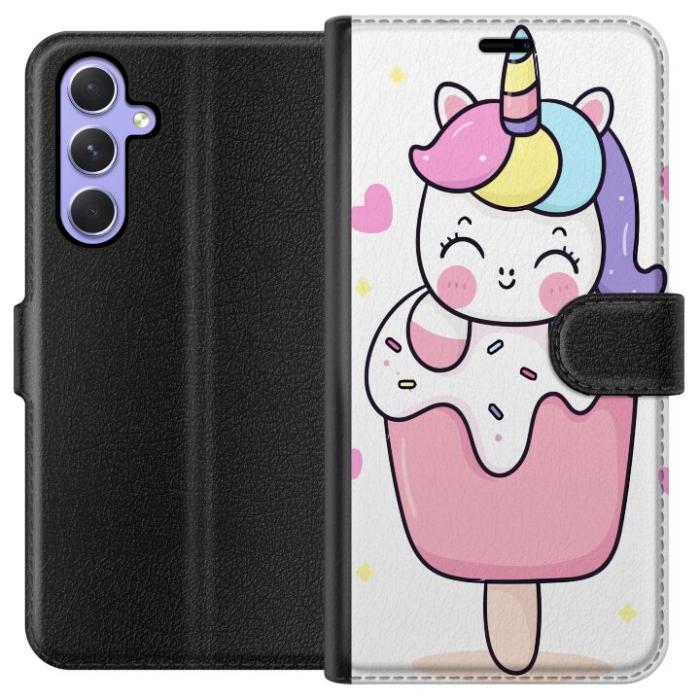 iSecrets - Plånboksfodral till Samsung Galaxy A54 med Glad enhörning