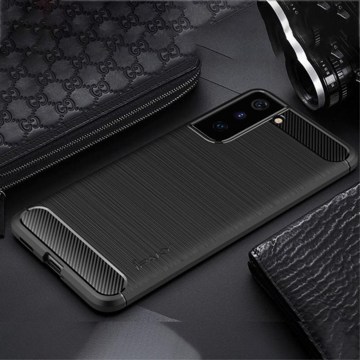 UTGATT1 - Carbon Fiber Mobilskal Samsung Galaxy S21 Plus - Svart