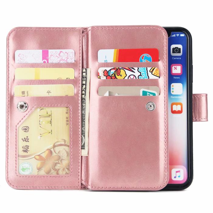 A-One Brand - Elegant Plånboksfodral till iPhone X/Xs - Roséguld