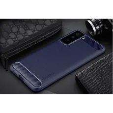OEM - Carbon Fiber Mobilskal Samsung Galaxy S21 Plus - Blå