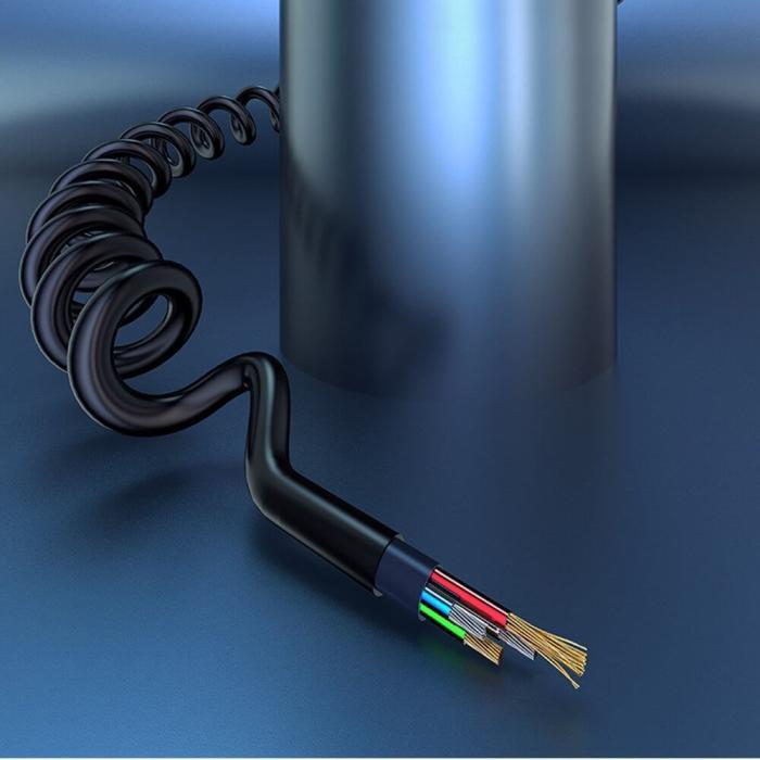 Dudao - Dudao long extensible AUX mini jack 3.5mm Kabel spring 150cm Vit