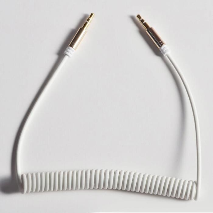 Dudao - Dudao long extensible AUX mini jack 3.5mm Kabel spring 150cm Vit