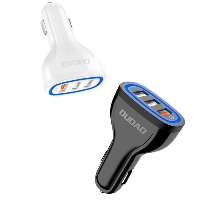 Dudao - Dudao universal Billaddare 3x USB snabb laddning 3.0 Vit