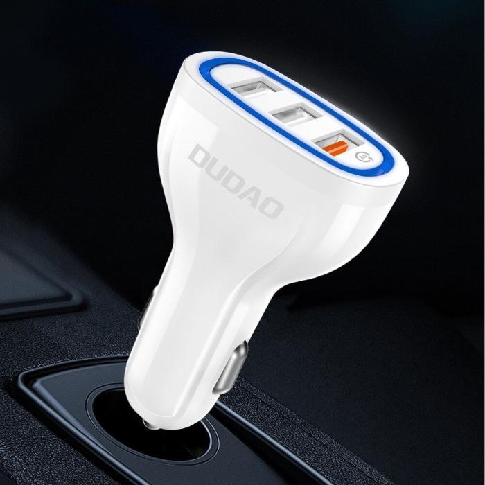 Dudao - Dudao universal Billaddare 3x USB snabb laddning 3.0 Vit