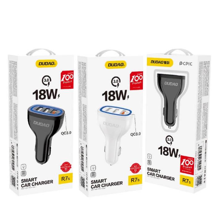 Dudao - Dudao universal Billaddare 3x USB snabb laddning QC 3.0 Svart