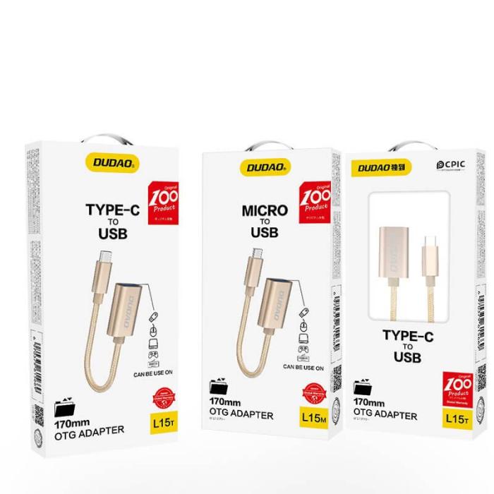 Dudao - Dudao USB-C till USB-A kabel 2.0 OTG adapter 0.17m - Grå