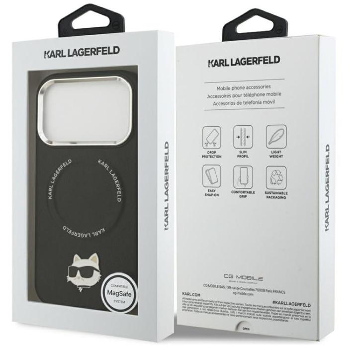 KARL LAGERFELD - Karl Lagerfeld iPhone 17 Pro Mobilskal MagSafe Choupette Pin - Svart