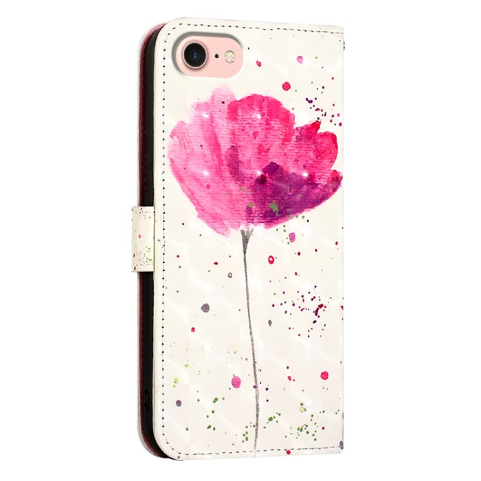 A-One Brand - iPhone 16e Plånboksfodral Printing Pattern Med Rem - Flower