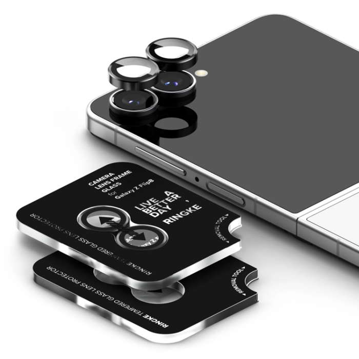 Ringke - Ringke [2-Pack] Galaxy Z Flip 8 Härdat Glas Kamera Linsskydd - Svart