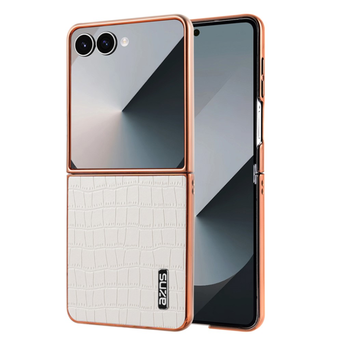 AZNS - AZNS Galaxy Z Flip 7 Mobilskal Crocodile Texture - Vit