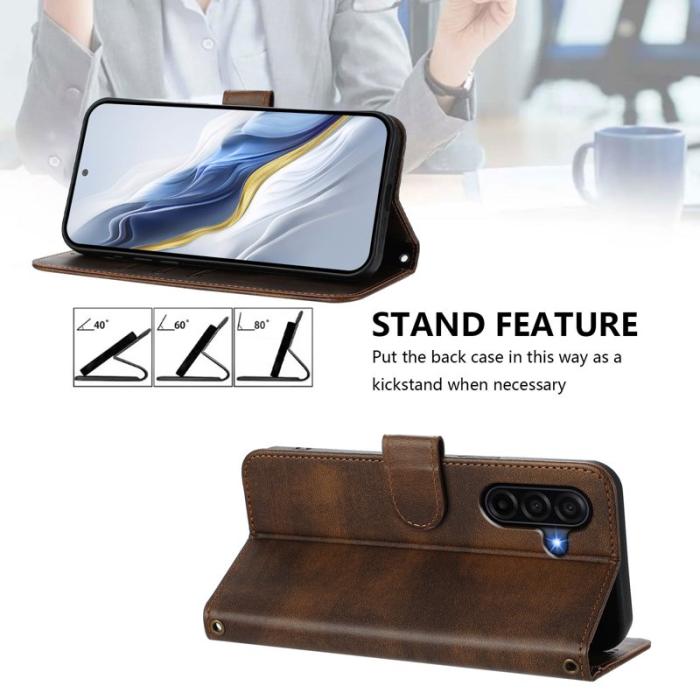 OEM - Samsung Galaxy A37 Plånboksfodral Konstläder Retro Textur Skydd - Brun