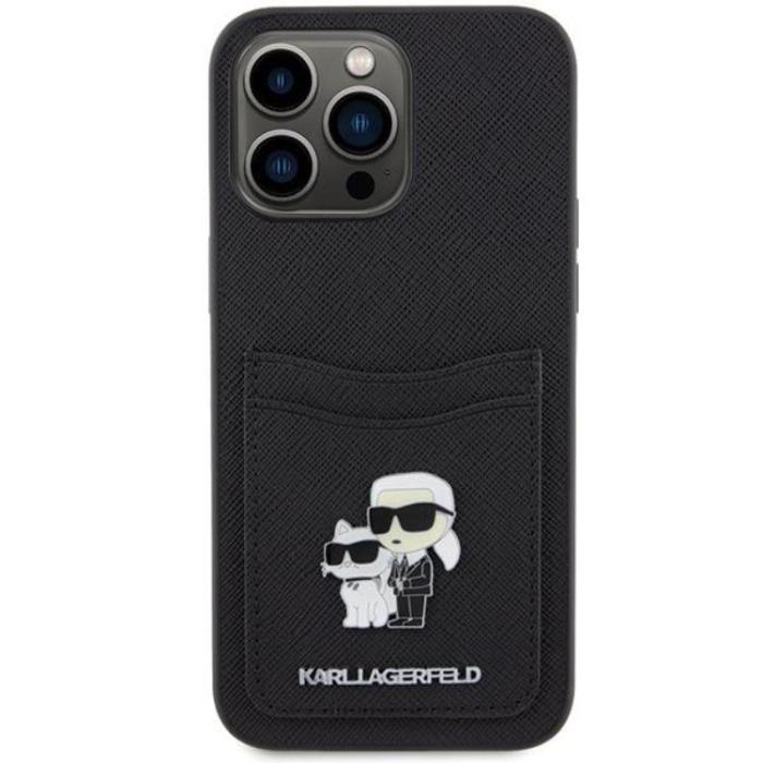 KARL LAGERFELD - Karl Lagerfeld iPhone 15 Pro Max Mobilskal Korthållare KC - Svart