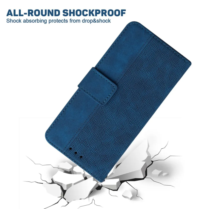 Taltech - iPhone 15 Pro Plånboksfodral Geometriskt med Rem - Blå