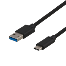 UTGATT1 - Deltaco Gen1 USB-A till USB-C 3A 60W Kabel 1m - Svart