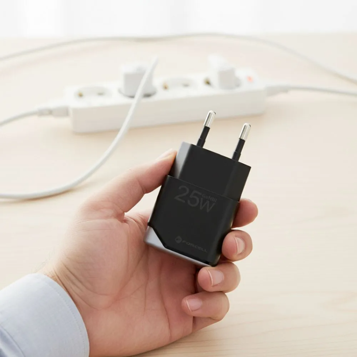 Forcell - Forcell Snabbladdare USB C 25W GaN III PD 3A F-Energy - Svart