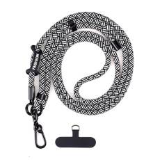 A-One Brand - Crossbody Mobilrem Lanyard Justerbar 7mm Texture - Svart/Vit