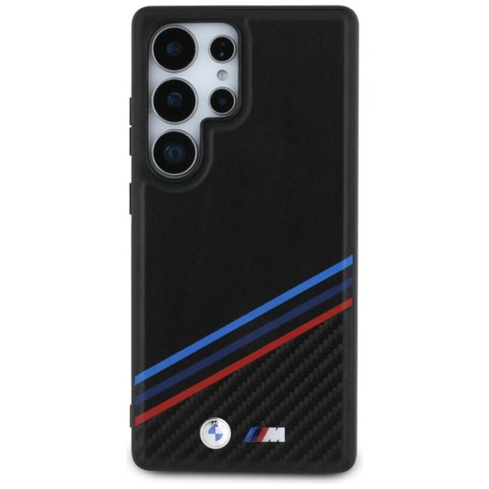 BMW - BMW Mobilskal till Galaxy S25 Ultra MagSafe Läder Tricolor Stripes Svart