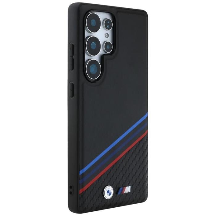 BMW - BMW Mobilskal till Galaxy S25 Ultra MagSafe Läder Tricolor Stripes Svart