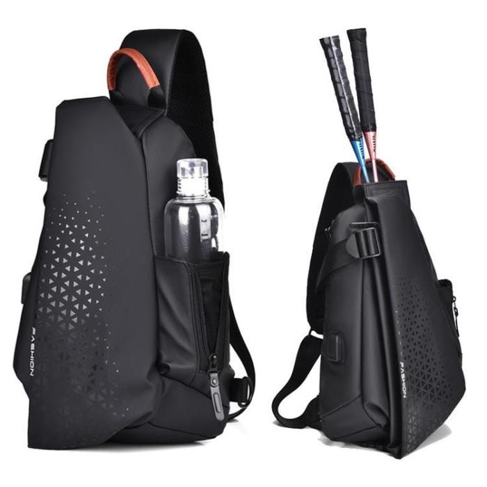 A-One Brand - CrossBody Väska Ryggsäck USB Port - Svart