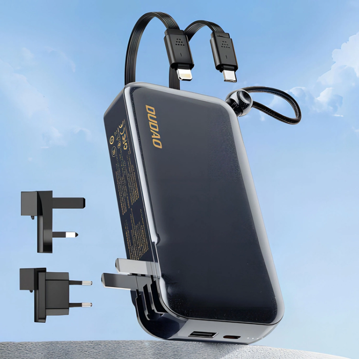 Dudao - Dudao 2in1 Powerbank 10000mAh Med 3-Plug Väggladdare - Svart