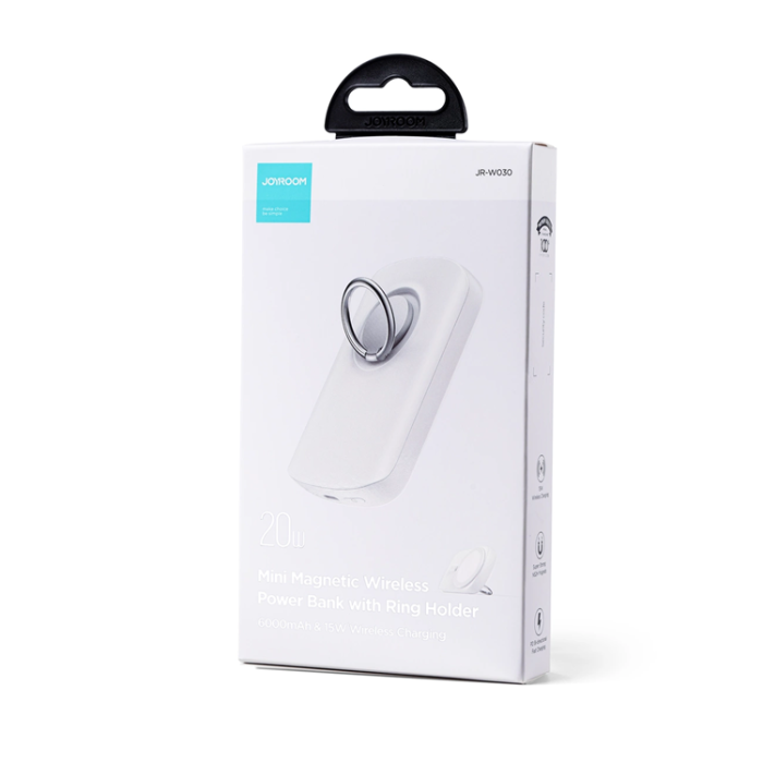 Joyroom - Joyroom Trådlös Powerbank Magsafe 6000mAh 20W Med Ringhållare - Vit