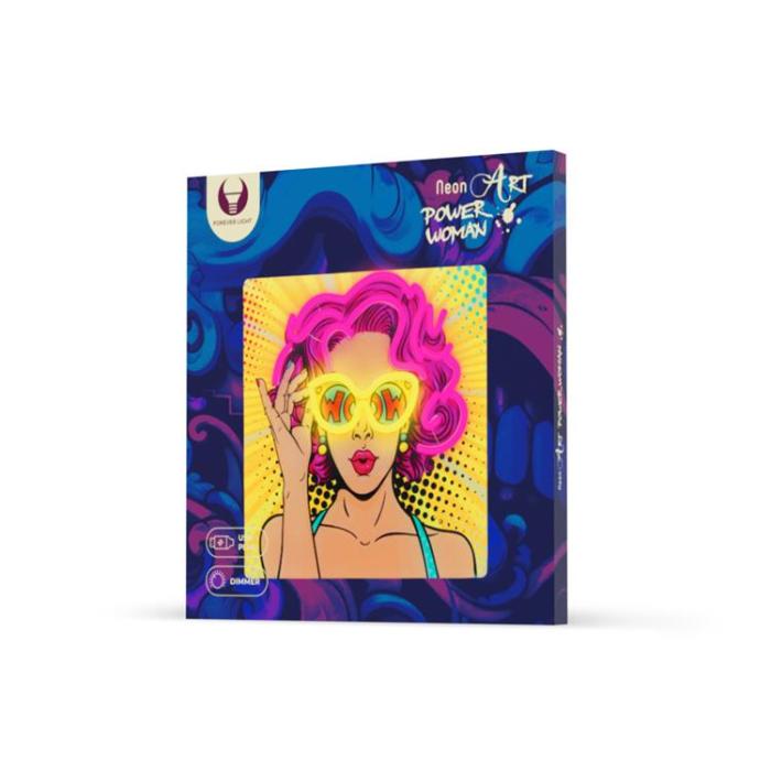 Forever Light - Forever Light Neon ART LED POWER WOMAN FLA02 - Gul/Lila