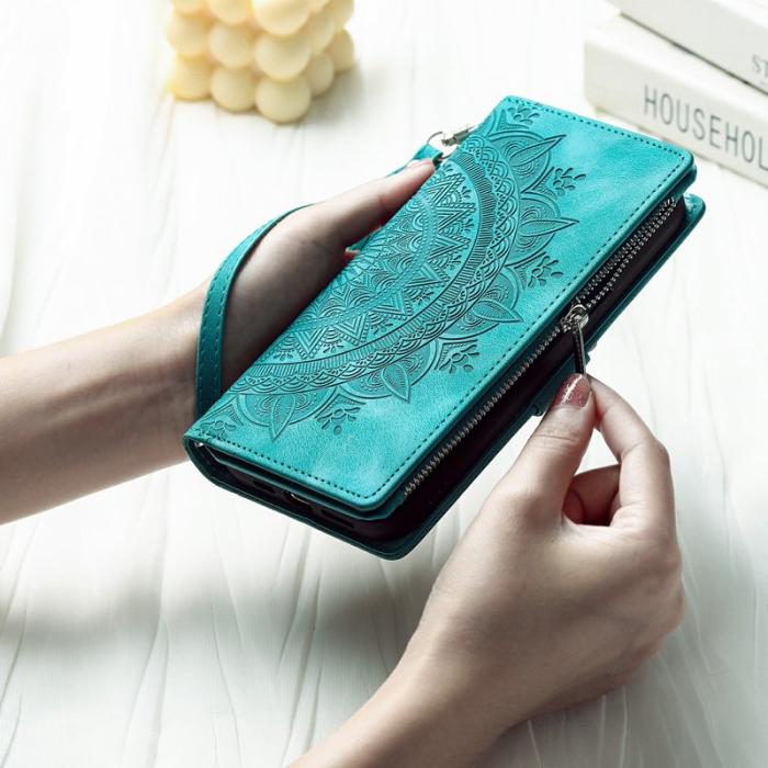 OEM - Samsung Galaxy S26 Plånboksfodral Mandala Blommönster Konstläder - Mintgrön