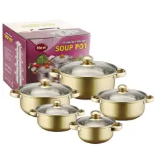 OEM - [5-pack] Ångkokare i Rostfritt Stål med Glaslock för Hem, Hotell - Guld