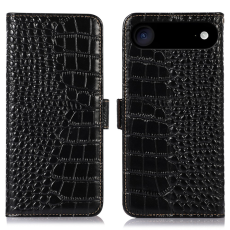 A-One Brand - iPhone Air Plånboksfodral Äkta Läder Crocodile - Svart