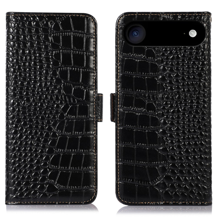 A-One Brand - iPhone Air Plånboksfodral Äkta Läder Crocodile - Svart
