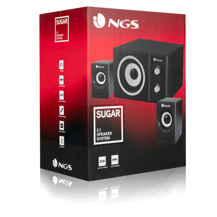 UTGATT1 - NGS SB150 PC HP Out Högtalare 2.1 20W Jack USB-drive