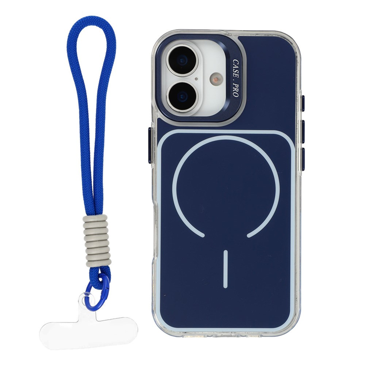 iPhone 17 Mobilskal MagSafe med Matchande Handrem Lens Kickstand - Blå (Blå) | 2353 | AlltMobil