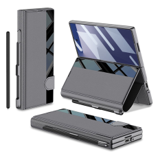 GKK - GKK Galaxy Z Fold 7 Plånboksfodral Pennfack Med Härdat Glas - Grå