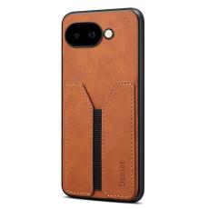 DENIOR - DENIOR Google Pixel 9a Fodral Elastisk Kortficka KonstL&auml;der Brun