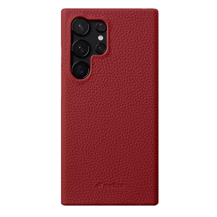 Melkco - MELKCO Mobilskal till Samsung Galaxy S25 Ultra Äkta Läder PC Röd