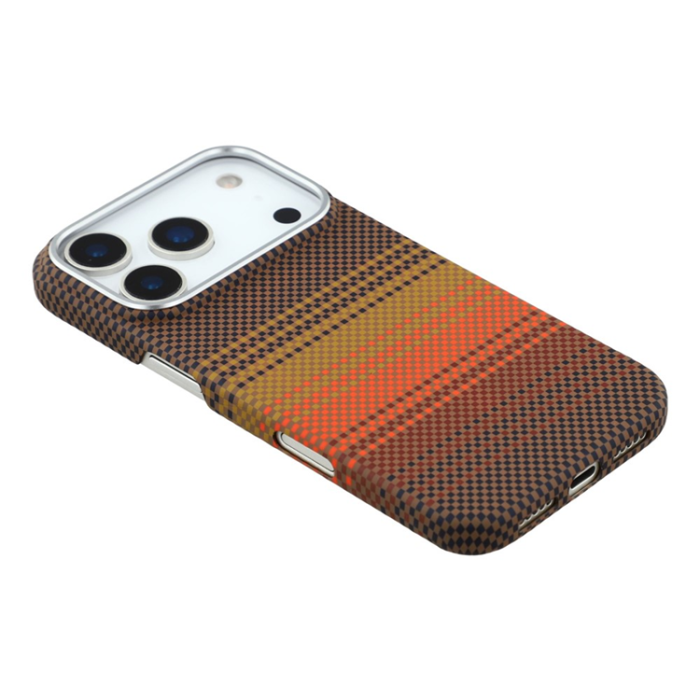A-One Brand - iPhone 17 Pro Mobilskal MagSafe Carbon Fiber - Kaffe/Guld