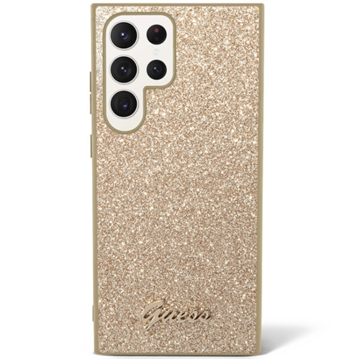 Guess - Guess Galaxy S24 Ultra Mobilskal Glitter Script - Guld