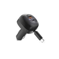 Forcell - Forcell Billaddare 75W USB-C - USB-A PD QC Retractable Kabel
