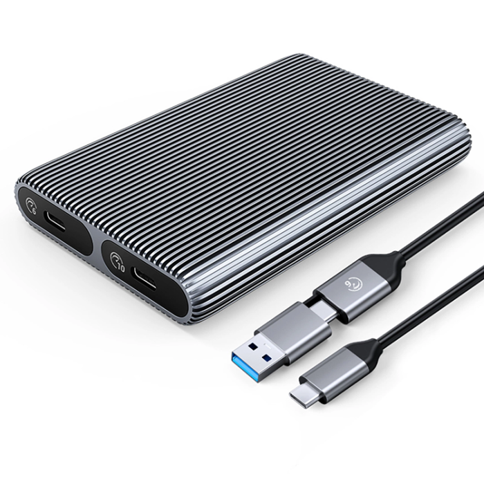ORICO - Orico Diskenhet 2xM.2 SATA, NVME USB-C 3.2 6Gbps/10Gbps - Grå
