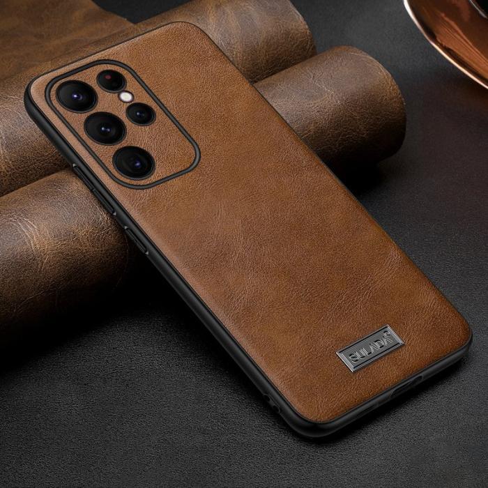 SULADA - SULADA Mobilskal till Galaxy S23 Ultra PU Läder TPU + PC Brun