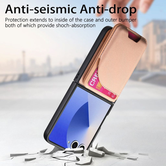 A-One Brand - Galaxy Z Flip 7 Mobilskal Magsafe Korthållare Kickstand - Rosa